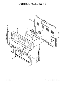 Control Panel Parts Diagram and Parts List for YACR4303MFS5  Maytag Range