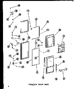 Freezer Door Assy Diagram and Parts List for SRI19A-P60350-6W  Amana Refrigerator
