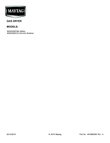Cover Sheet Diagram and Parts List for MGD5500FW0  Maytag Dryer
