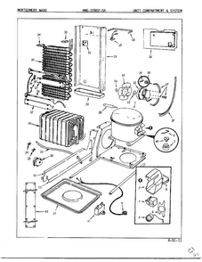 Unit Compartment And System Diagram and Parts List for 22802-A  Admiral Refrigerator