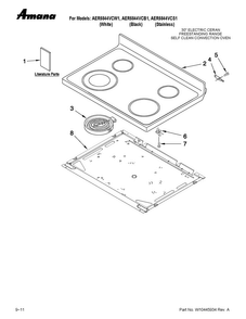 Cooktop Parts Diagram and Parts List for AER5844VCW1  Amana Range