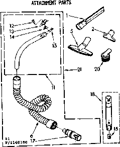 Attachment Parts Diagram and Parts List for 1162160180  Kenmore Canister Vacuum