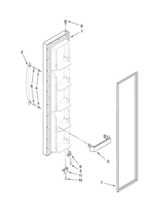 Freezer Door Parts Diagram and Parts List for MSB2554AEW00  Maytag Refrigerator