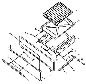 Broiler Components Diagram and Parts List for SAK39DA ALL Amana Range