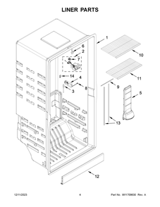 Liner Parts Diagram and Parts List for AZF33X18DW08  Amana Freezer