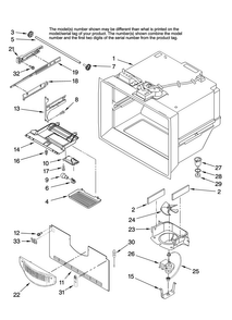 Freezer Liner Parts Diagram and Parts List for JBL2088HES13  Jenn-Air Refrigerator