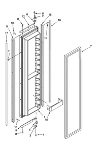 Freezer Door Parts Diagram and Parts List for JS48CXFXDB01  Jenn-Air Refrigerator