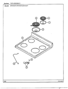 Top Assembly Diagram and Parts List for DF454670  Magic Chef Range