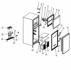 Refrigerator Diagram and Parts List for 25595693  Kenmore Refrigerator