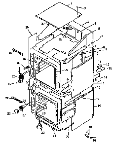 Cabinet Diagram and Parts List for ACO27DEW1-P1132334NW  Amana Wall Oven