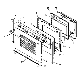 Oven Door Assembly Diagram and Parts List for AGS751W1P1141273NW  Amana Range
