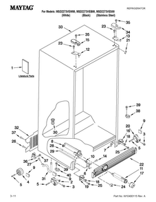 Cabinet Parts Diagram and Parts List for MSD2273VEW00  Maytag Refrigerator