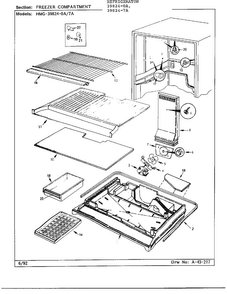 Freezer Compartment Diagram and Parts List for 39824-7A  Admiral Refrigerator