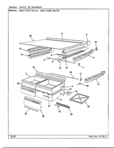 Chest Of Drawers Diagram and Parts List for 21924-7A  Admiral Refrigerator