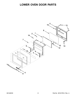 Lower Oven Door Parts Diagram and Parts List for JJW2730DS02  Maytag Wall Oven