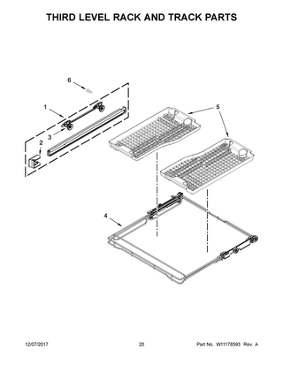 Third Level Rack And Track Parts Diagram and Parts List for JDTSS246GP0  Maytag Dishwasher