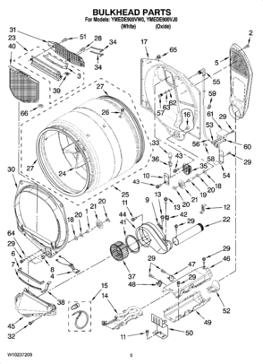 03 - BULKHEAD PARTS Diagram and Parts List for YMEDE900VW0  Maytag Dryer
