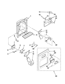 Dispenser Front Parts Diagram and Parts List for CS22CFXTS05  Crosley Refrigerator