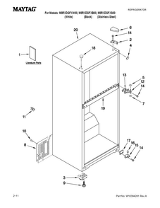 Cabinet Parts Diagram and Parts List for M8RXDGFXB00  Maytag Refrigerator