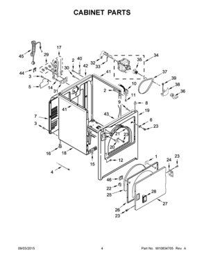 03 - CABINET PARTS Diagram and Parts List for YMEDC415EW1  Maytag Dryer