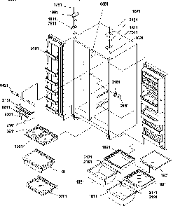 Refrigerator/freezer Shelves, Lights, And Hinges Diagram and Parts List for SB520TW-P1308601WW  Amana Refrigerator