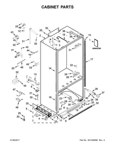 Cabinet Parts Diagram and Parts List for JB36NXFXLE01  Jenn-Air Refrigerator