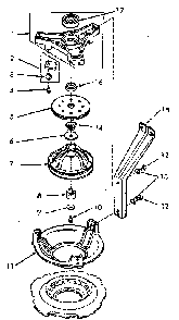 Bearing Housing, Brake, Pulley And Pivot Dome Diagram and Parts List for NA8631W33921  Speed Queen Washer