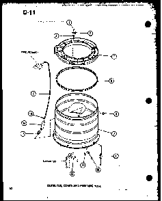 Outer Tub Diagram and Parts List for TAA200 P75751-13W Amana Washer