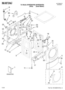 Top And Cabinet Parts Diagram and Parts List for MHWE500VP00  Maytag Washer