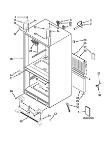 Cabinet Parts Diagram and Parts List for JFC2290VEM6  Jenn-Air Refrigerator
