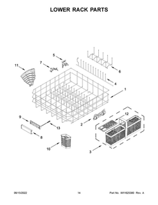 Lower Rack Parts Diagram and Parts List for JDPSS246LL1  Maytag Dishwasher