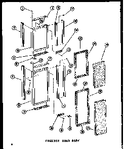 Freezer Door Assy Diagram and Parts List for SRI19A-P60350-6W  Amana Refrigerator