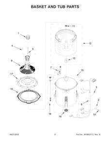 Basket And Tub Parts Diagram and Parts List for MVWC215EW1  Maytag Washer