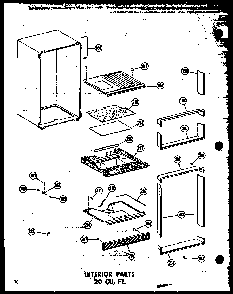 Interior Parts 20 Cu. Ft. Diagram and Parts List for T16N-P60236-48W  Amana Refrigerator