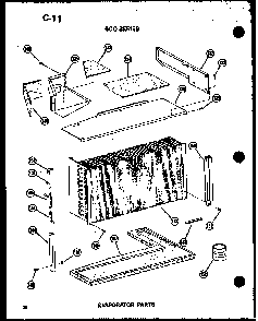 Evaporator Parts Diagram and Parts List for 619-3P P54720-45R Amana Air Conditioner