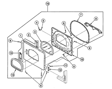 Door Assy Diagram and Parts List for SSEF17LJ  Speed Queen Dryer