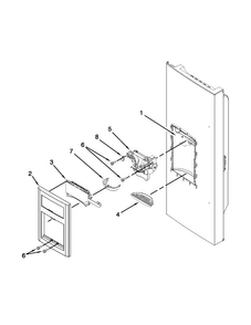 Dispenser Front Parts Diagram and Parts List for JFI2089WTS7  Jenn-Air Refrigerator