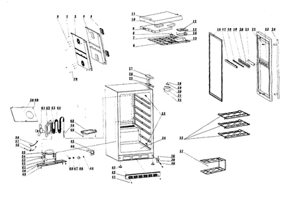 Main Asy Diagram and Parts List for MCWC44DZ  Magic Chef Wine and Beverage Cooler
