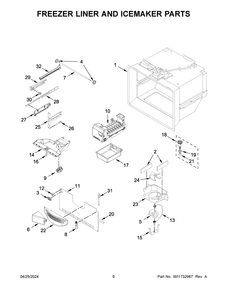 Freezer Liner And Icemaker Parts Diagram and Parts List for MRFF4236RZ01  Maytag Refrigerator