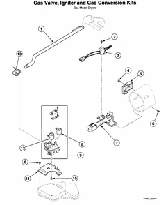 Gas Valve Diagram and Parts List for LTZA9AWN0902  Speed Queen Washer Dryer Combo