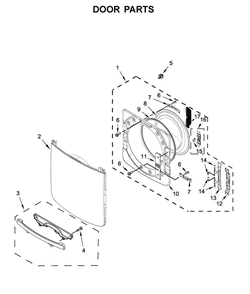 Door Parts Diagram and Parts List for MED6630HW1  Maytag Dryer