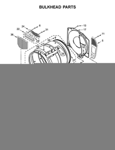 Bulkhead Parts Diagram and Parts List for MDE20PDAGW0  Maytag Dryer