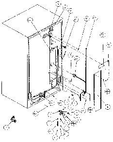 Cabinet Back Diagram and Parts List for 36541-P1121702W  Amana Refrigerator