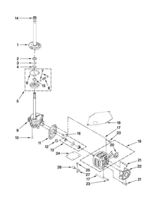 Brake, Clutch, Gearcase, Motor And Pump Parts Diagram and Parts List for 6AMTW5555TQ1  Maytag Washer