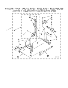 3402855 Burner Assembly Diagram and Parts List for MGT3800XW0  Maytag Washer Dryer Combo