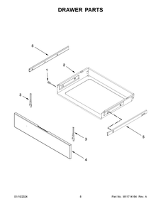 Drawer Parts Diagram and Parts List for YMES8800PZ1  Maytag Range
