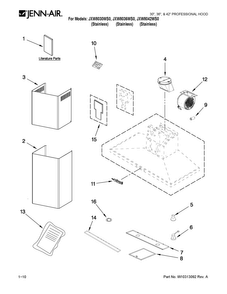 Hood Parts Diagram and Parts List for JXW8036WS0  Jenn-Air Range Hood