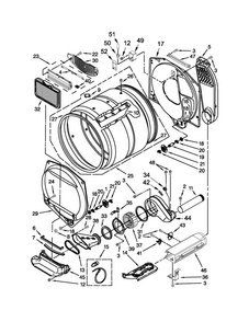 Dryer Bulkhead Parts Diagram and Parts List for MET3800XW1  Maytag Washer Dryer Combo