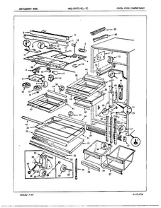Fresh Food Compartment Diagram and Parts List for 19972C  Admiral Refrigerator