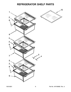Refrigerator Shelf Parts Diagram and Parts List for MSC21C6MFZ05  Maytag Refrigerator